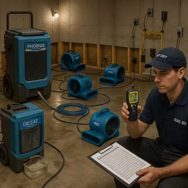 Structural Drying and Dehumidification process in Tool, TX